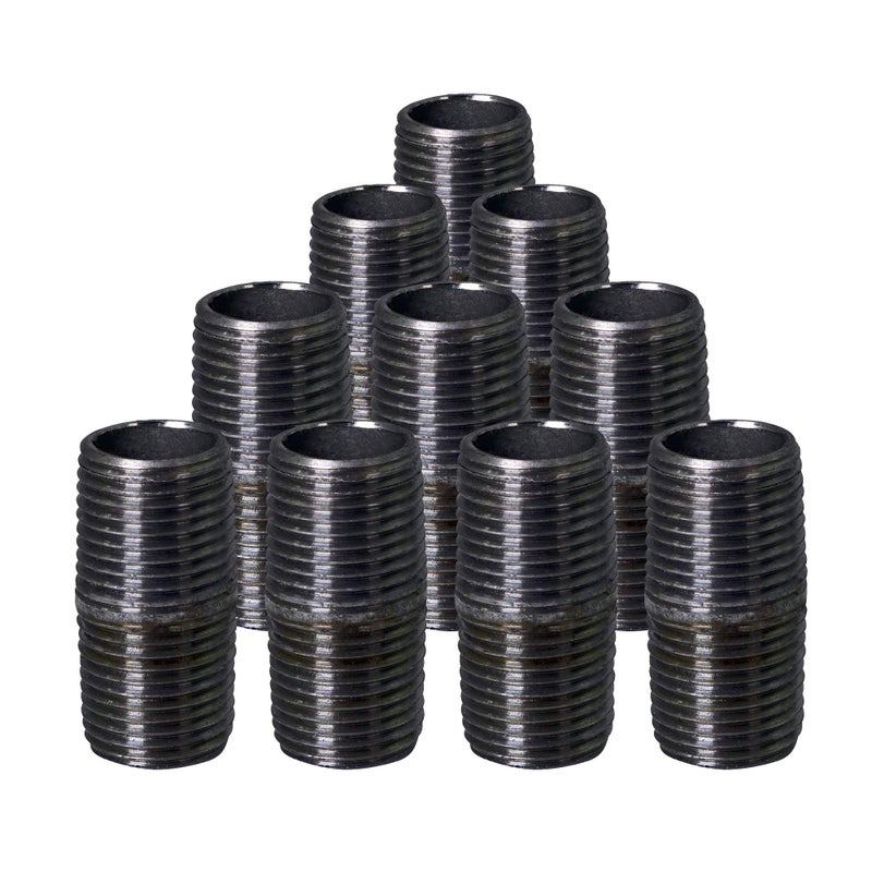 SUPPLYGIANT Supply Giant OQCM1000-10 Steel Nipple Pipe Fitting, 1" x 1", Black, 10 Pack - Image 1